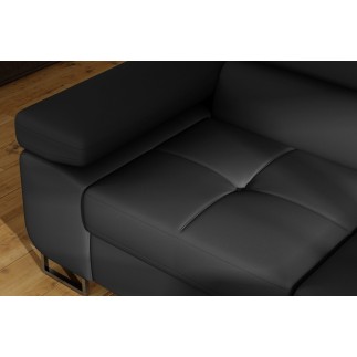 Canapé d'angle convertible en simili cuir 5 places, ANVERS SIMILI, noir, angle droit