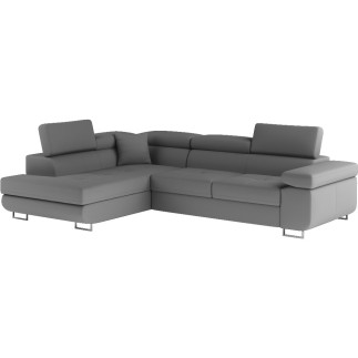 - Canapé d'angle convertible en simili cuir 5 places, ANVERS SIMILI, gris foncé, angle gauche