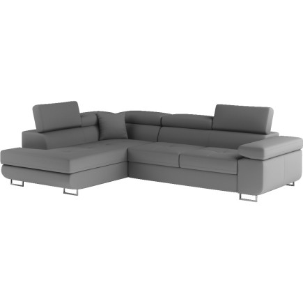 - Canapé d'angle convertible en simili cuir 5 places, ANVERS SIMILI, gris foncé, angle gauche