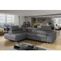 - Canapé d'angle convertible en simili cuir 5 places, ANVERS SIMILI, gris foncé, angle gauche