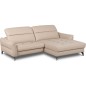 Canapé d'angle convertible en cuir italien luxe 5 places, MANZONI, coffre, beige, angle droit Canapé d'angle convertible en cuir italien luxe 5 places, MANZONI, coffre, beige, angle droit