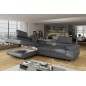 - Canapé d'angle convertible en simili cuir 5 places, ANVERS SIMILI, gris foncé, angle gauche