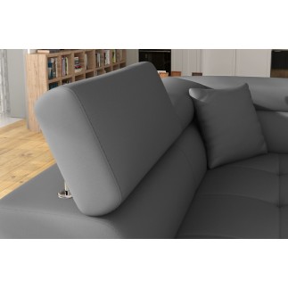 - Canapé d'angle convertible en simili cuir 5 places, ANVERS SIMILI, gris foncé, angle gauche