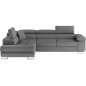 - Canapé d'angle convertible en simili cuir 5 places, ANVERS SIMILI, gris foncé, angle gauche