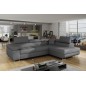 Canapé d'angle convertible en simili cuir 5 places, ANVERS SIMILI, gris foncé, angle droit