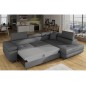 Canapé d'angle convertible en simili cuir 5 places, ANVERS SIMILI, gris foncé, angle droit