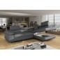 Canapé d'angle convertible en simili cuir 5 places, ANVERS SIMILI, gris foncé, angle droit