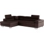 Canapé d'angle convertible en simili cuir 5 places, ANVERS SIMILI, chocolat, angle gauche