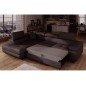 Canapé d'angle convertible en simili cuir 5 places, ANVERS SIMILI, chocolat, angle gauche