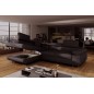 Canapé d'angle convertible en simili cuir 5 places, ANVERS SIMILI, chocolat, angle gauche