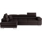 Canapé d'angle convertible en simili cuir 5 places, ANVERS SIMILI, chocolat, angle gauche