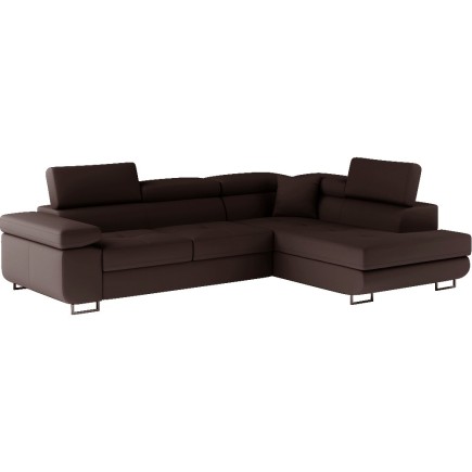 Canapé d'angle convertible en simili cuir 5 places, ANVERS SIMILI, chocolat, angle droit