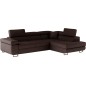 Canapé d'angle convertible en simili cuir 5 places, ANVERS SIMILI, chocolat, angle droit