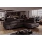 Canapé d'angle convertible en simili cuir 5 places, ANVERS SIMILI, chocolat, angle droit