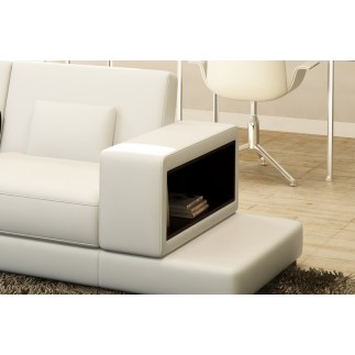 Canapé d'angle en cuir italien 6/7 places LOFT, blanc, angle gauche