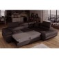 Canapé d'angle convertible en simili cuir 5 places, ANVERS SIMILI, chocolat, angle droit