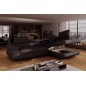 Canapé d'angle convertible en simili cuir 5 places, ANVERS SIMILI, chocolat, angle droit