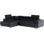 Canapé d'angle convertible en simili cuir 5 places, ANVERS SIMILI, noir, angle gauche