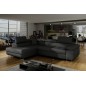 Canapé d'angle convertible en simili cuir 5 places, ANVERS SIMILI, noir, angle gauche