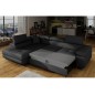 Canapé d'angle convertible en simili cuir 5 places, ANVERS SIMILI, noir, angle gauche