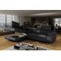 Canapé d'angle convertible en simili cuir 5 places, ANVERS SIMILI, noir, angle gauche