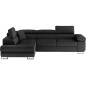 Canapé d'angle convertible en simili cuir 5 places, ANVERS SIMILI, noir, angle gauche