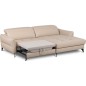 Canapé d'angle convertible en cuir italien luxe 5 places, MANZONI, coffre, beige, angle droit Canapé d'angle convertible en cuir italien luxe 5 places, MANZONI, coffre, beige, angle droit
