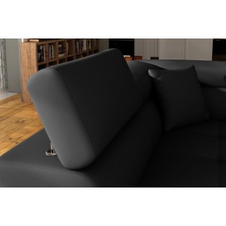 Canapé d'angle convertible en simili cuir 5 places, ANVERS SIMILI, noir, angle gauche