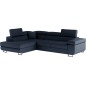 Canapé d'angle convertible en simili cuir 5 places, ANVERS SIMILI, bleu foncé, angle gauche