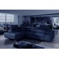 Canapé d'angle convertible en simili cuir 5 places, ANVERS SIMILI, bleu foncé, angle gauche