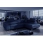 Canapé d'angle convertible en simili cuir 5 places, ANVERS SIMILI, bleu foncé, angle droit