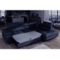Canapé d'angle convertible en simili cuir 5 places, ANVERS SIMILI, bleu foncé, angle droit