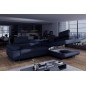 Canapé d'angle convertible en simili cuir 5 places, ANVERS SIMILI, bleu foncé, angle droit