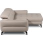 Canapé d'angle convertible en cuir italien luxe 5 places, MANZONI, coffre, beige, angle droit Canapé d'angle convertible en cuir italien luxe 5 places, MANZONI, coffre, beige, angle droit