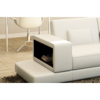 Canapé d'angle en cuir italien 6/7 places LOFT, blanc