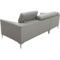 Canapé d'angle en cuir italien WILLIAM, gris clair, angle droit (vu de face), 4/5 places