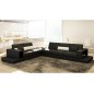 Canapé d'angle en cuir italien 6/7 places LOFT, noir, angle gauche