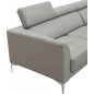 Canapé d'angle en cuir italien WILLIAM, gris clair, angle droit (vu de face), 4/5 places