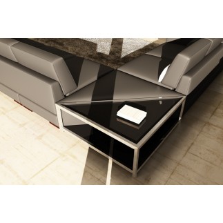 Canapé d'angle en cuir italien 6/7 places LOFT, noir