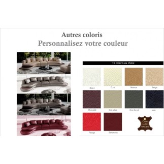 Canapé d'angle - en cuir italien 7 places SICILE, couleur personnalisée, angle gauche
