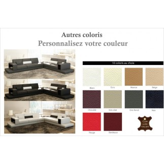 Canapé d'angle en cuir italien 6/7 places LOFT, couleur personnalisée