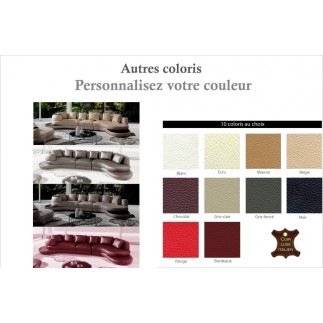 Canapé d'angle en cuir italien 7 places SICILE, couleur personnalisée, angle droit
