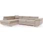 Canapé d'angle convertible - en velours luxe 5 places, avec coffre, beige, angle gauche (vu de face), ANNECY VELOURS