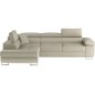 Canapé d'angle convertible en velours cotelé luxe 5 places, avec coffre, beige, angle gauche (vu de face), ANNECY VELOURS COTELE