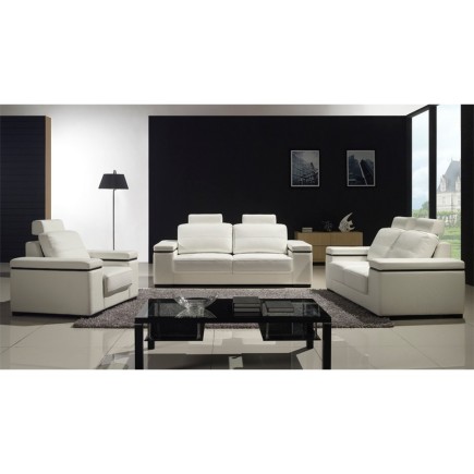 Supplément pour l'ensemble en cuir italien écru composé d'un canapé 3 places, d'un canapé 2 places et d'un fauteuil, MAISON BLAN