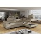 Canapé d'angle convertible en velours cotelé luxe 5 places, avec coffre, beige, angle droit (vu de face), ANNECY VELOURS COTELE