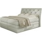 Ensemble boxspring complet tête de lit + sommiers + matelas + surmatelas MIRO en simili écru - 180x200 cm