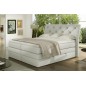 Ensemble boxspring complet tête de lit + sommiers + matelas + surmatelas MIRO en simili écru - 180x200 cm