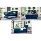Ensemble boxspring complet tête de lit + sommiers + matelas + surmatelas MIRO en simili écru - 180x200 cm