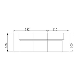 Canapé droit en cuir italien 4 places SUEDO, blanc (sans la partie pouf de 85 cm)